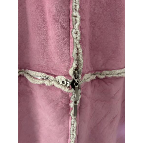 Vintage Suzanne Somers Collection Baby Pink Sherpa Lined Zip Up Jacket 1X - Picture 7 of 7